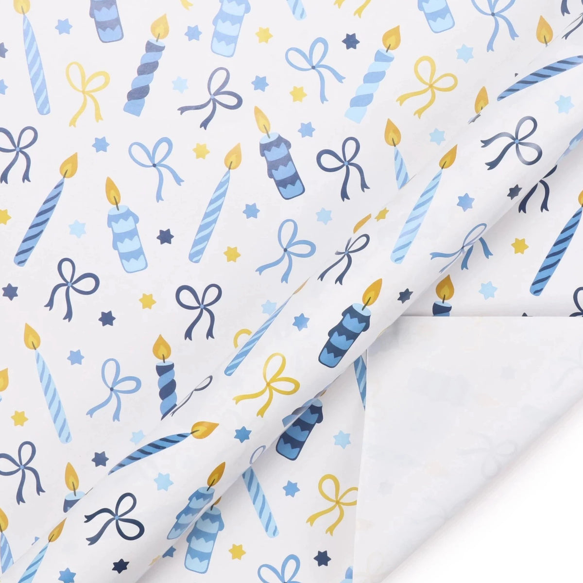 Chanukah Candles Wrapping Paper Sheets - White/Multi