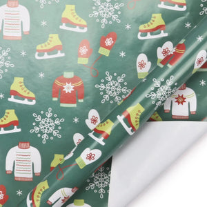 "Ugly Xmas Sweater & Ice Skates" Wrapping Paper Sheets