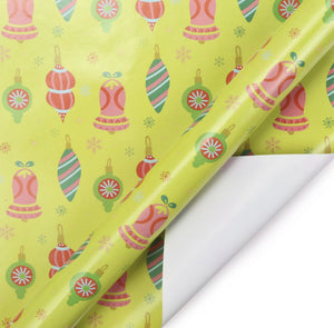 Green/Red Ornaments Wrapping Paper Sheets