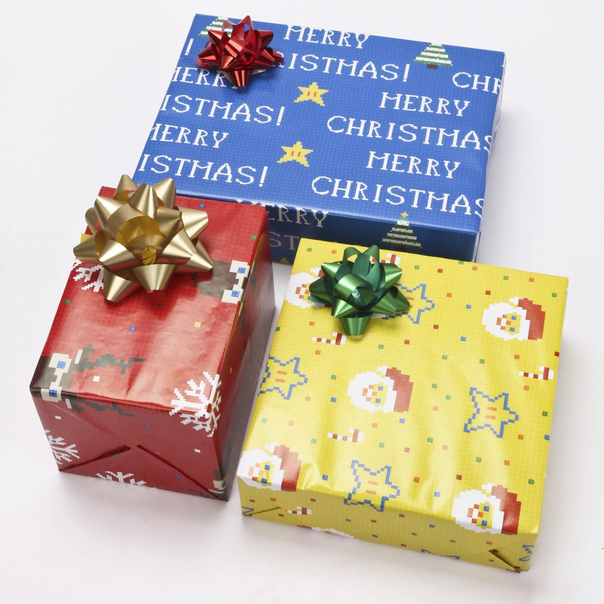 Retro Pixel &quot;Xmas Trees&quot; Wrapping Paper Sheets