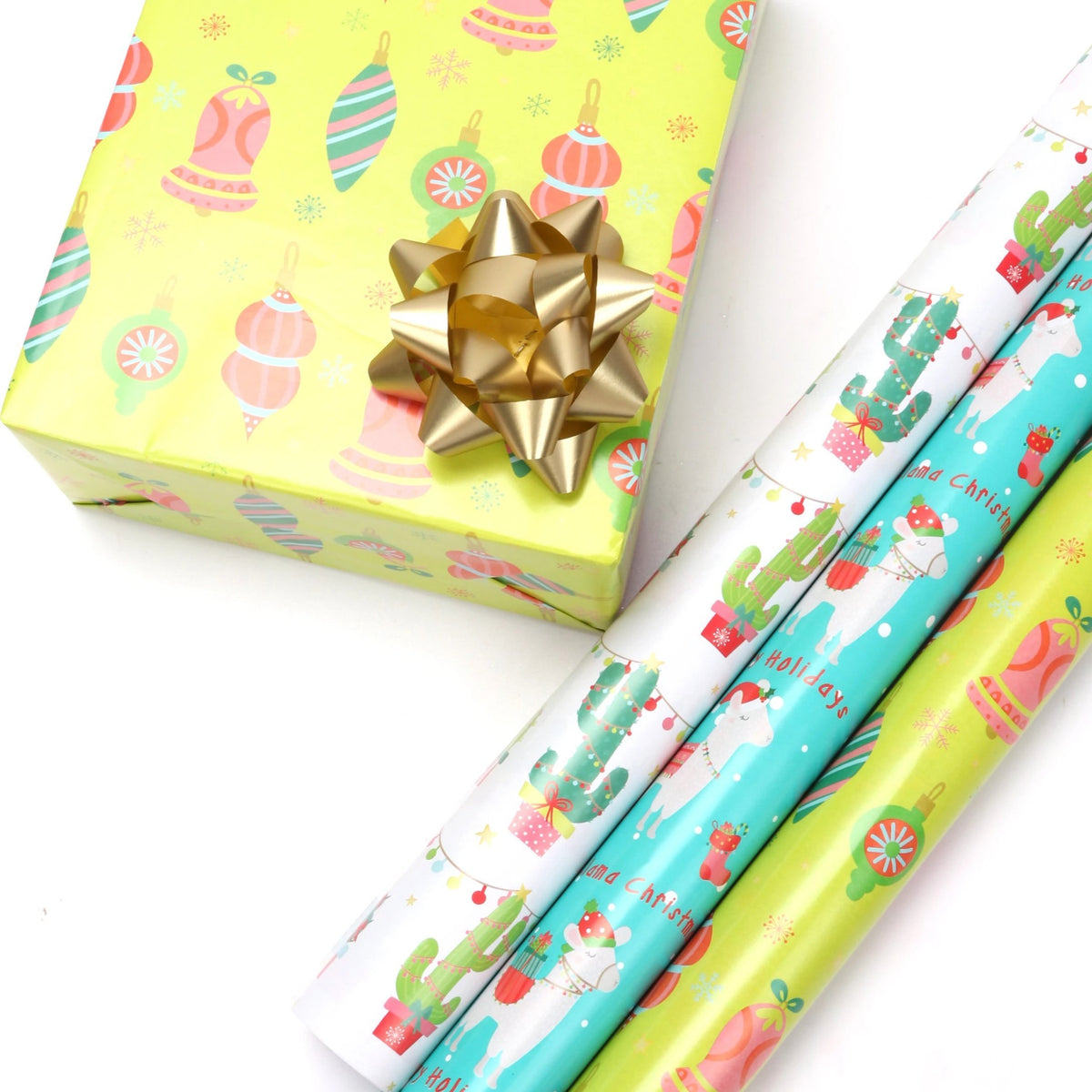 Cactus Pom Pom Xmas Wrapping Paper Sheets