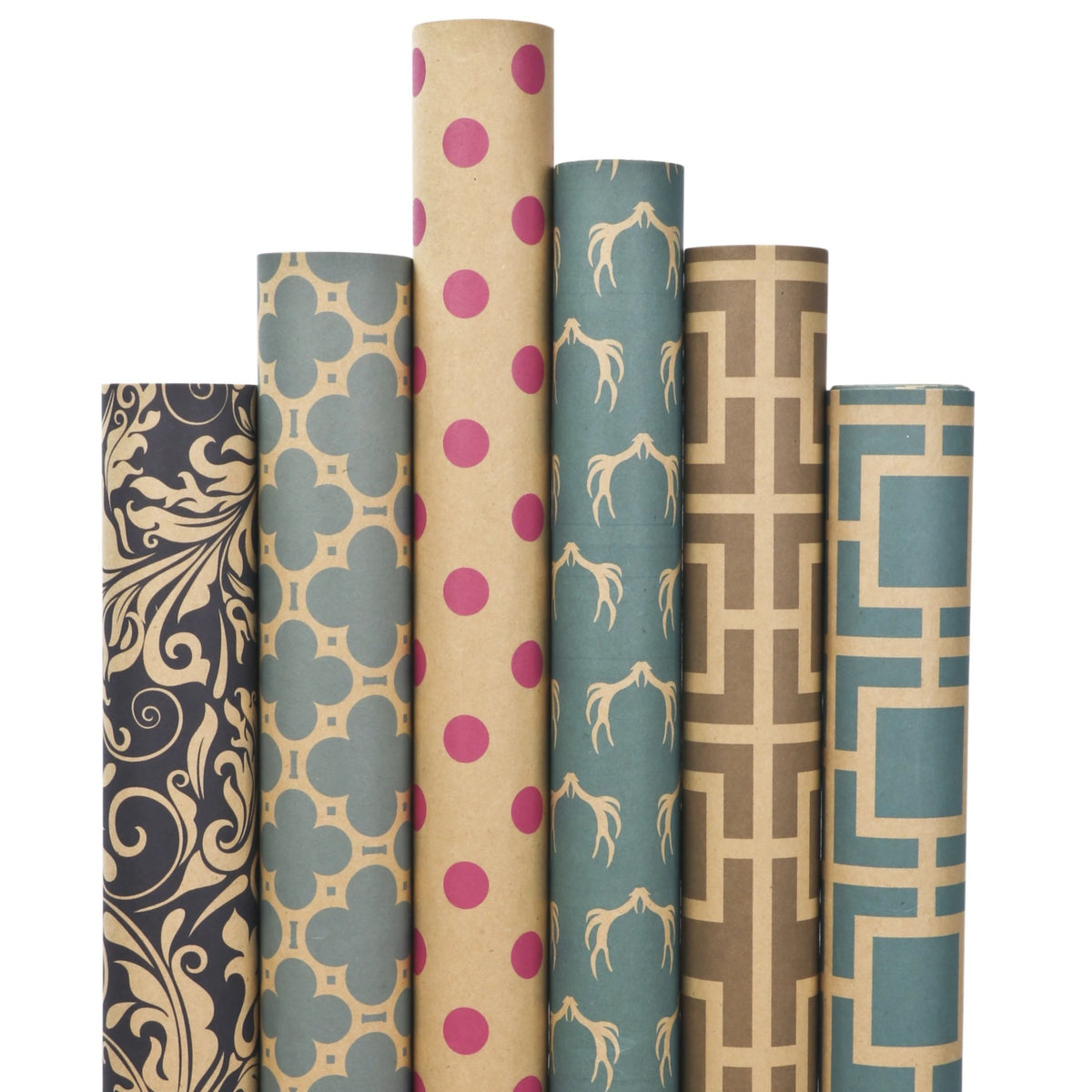Reversible Modern &quot;Chevron/Damask&quot; Wrapping Paper Sheets