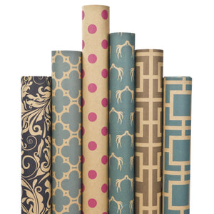 Modern Geo "Trellis/Polka Dots" Brown Wrapping Paper Sheets