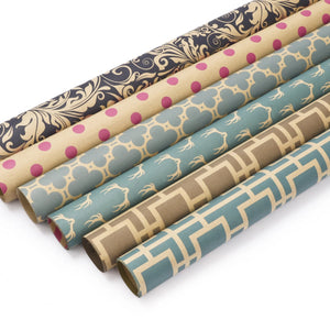 Reversible Modern Trellis/Stripes Wrapping Paper Sheets