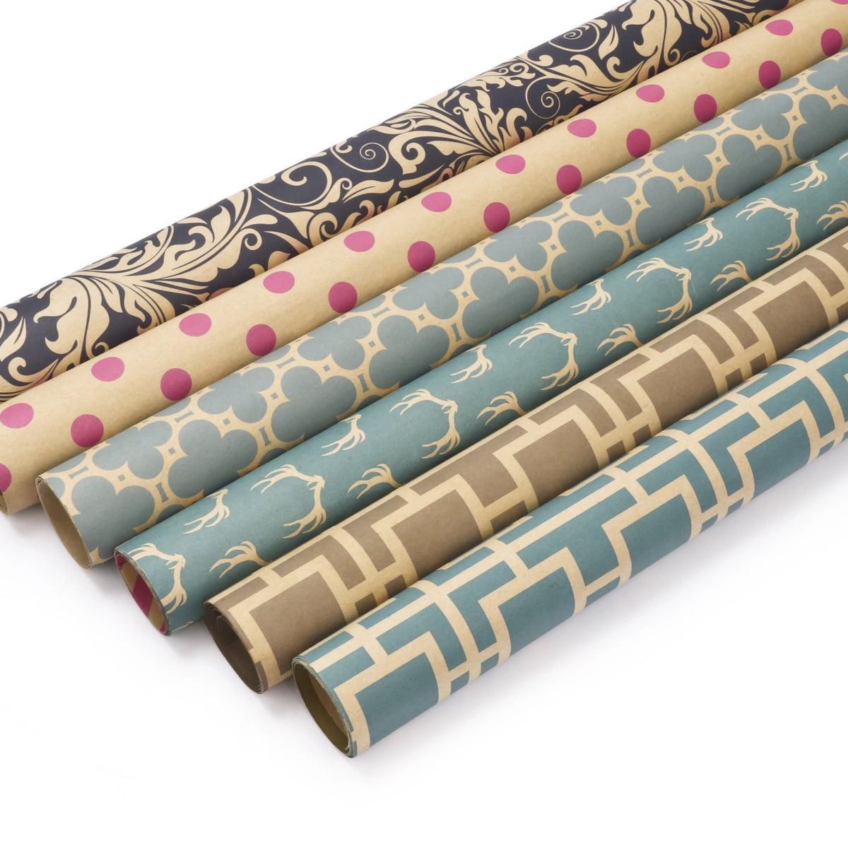 Modern Geo &quot;Trellis/Polka Dots&quot; Brown Wrapping Paper Sheets