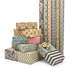 Reversible Moroccan Lattice/Stripes Wrapping Paper Sheets