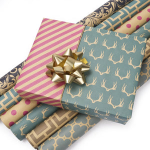 Reversible Modern Trellis/Stripes Wrapping Paper Sheets