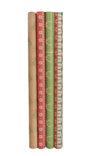 Christmas Tree Kraft Wrapping Paper Roll - Natural/Green