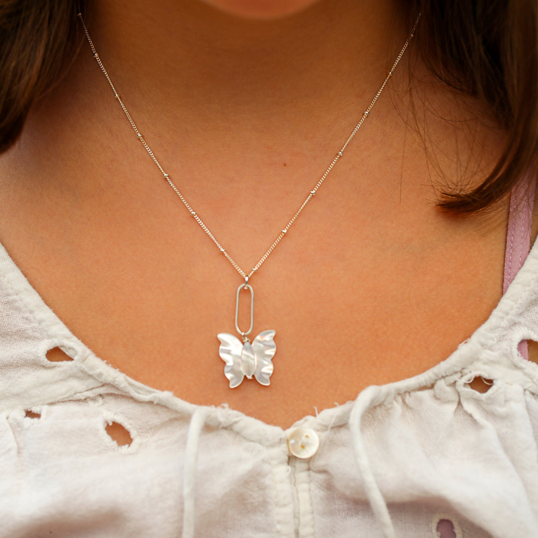 Indra Butterfly Necklace - Mother of Pearl