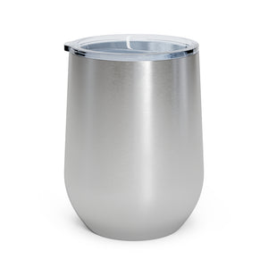 Meraki Paper - 12oz Insulated Wine Tumbler - Circular Branches - D in Stainless Steel - Back View