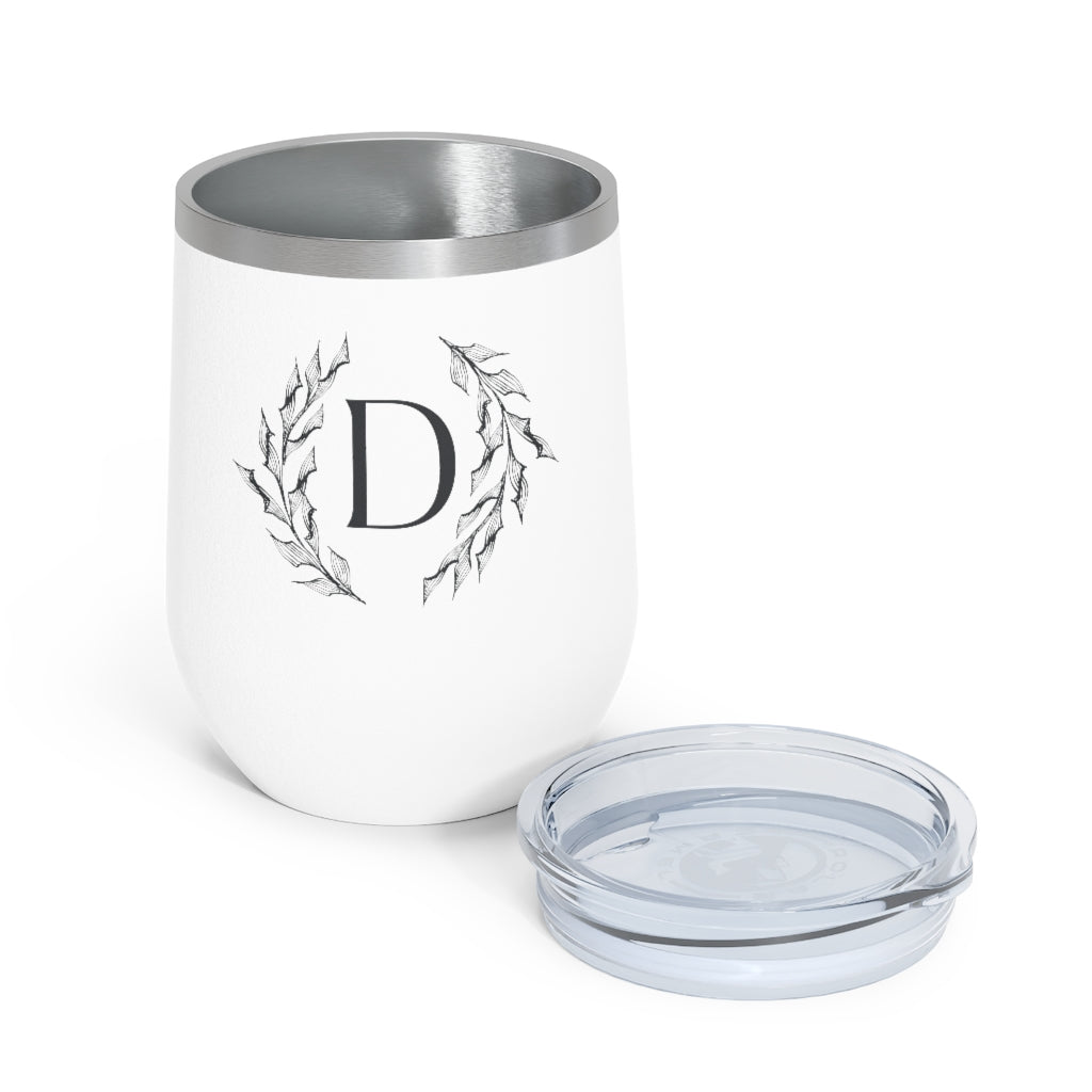 Meraki Paper - 12oz Insulated Wine Tumbler - Circular Branches - D in White - Opened