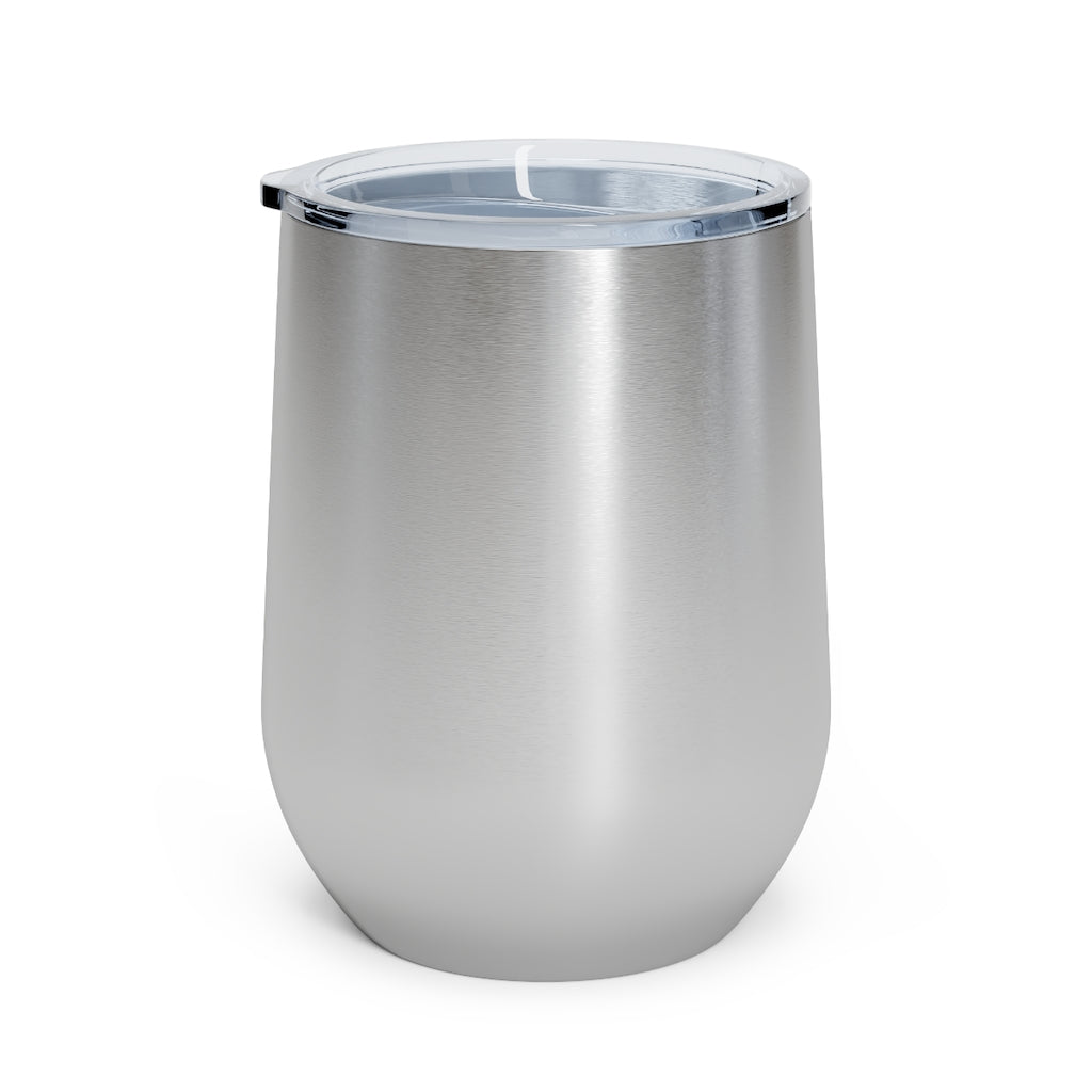 Meraki Paper - 12oz Insulated Wine Tumbler - Circular Branches - I in Stainless Steel - Back View