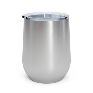 Meraki Paper - 12oz Insulated Wine Tumbler - Circular Branches - L in Stainless Steel - Back View