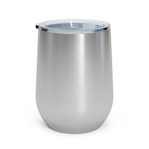Meraki Paper - 12oz Insulated Wine Tumbler - Circular Branches - N in Stainless Steel - Back View
