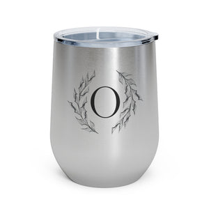 Meraki Paper - 12oz Insulated Wine Tumbler - Circular Branches - O in Stainless Steel - Front View