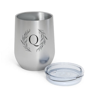 Meraki Paper - 12oz Insulated Wine Tumbler - Circular Branches - Q in Stainless Steel - Opened