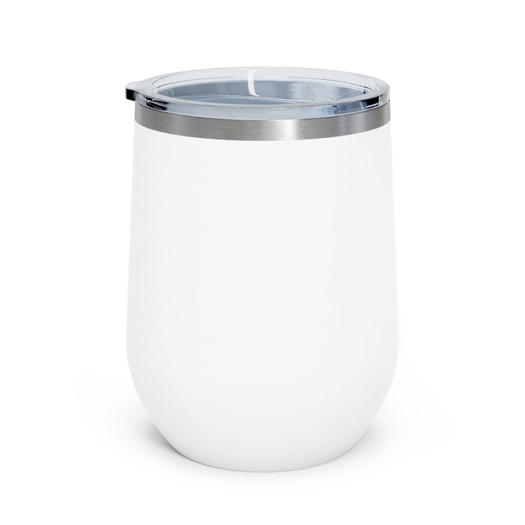 Meraki Paper - 12oz Insulated Wine Tumbler - Circular Branches - Y in White - Back View