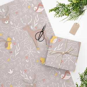 Meraki Paper - Beige Holiday Wrapping Paper - Holiday Animals - In Use
