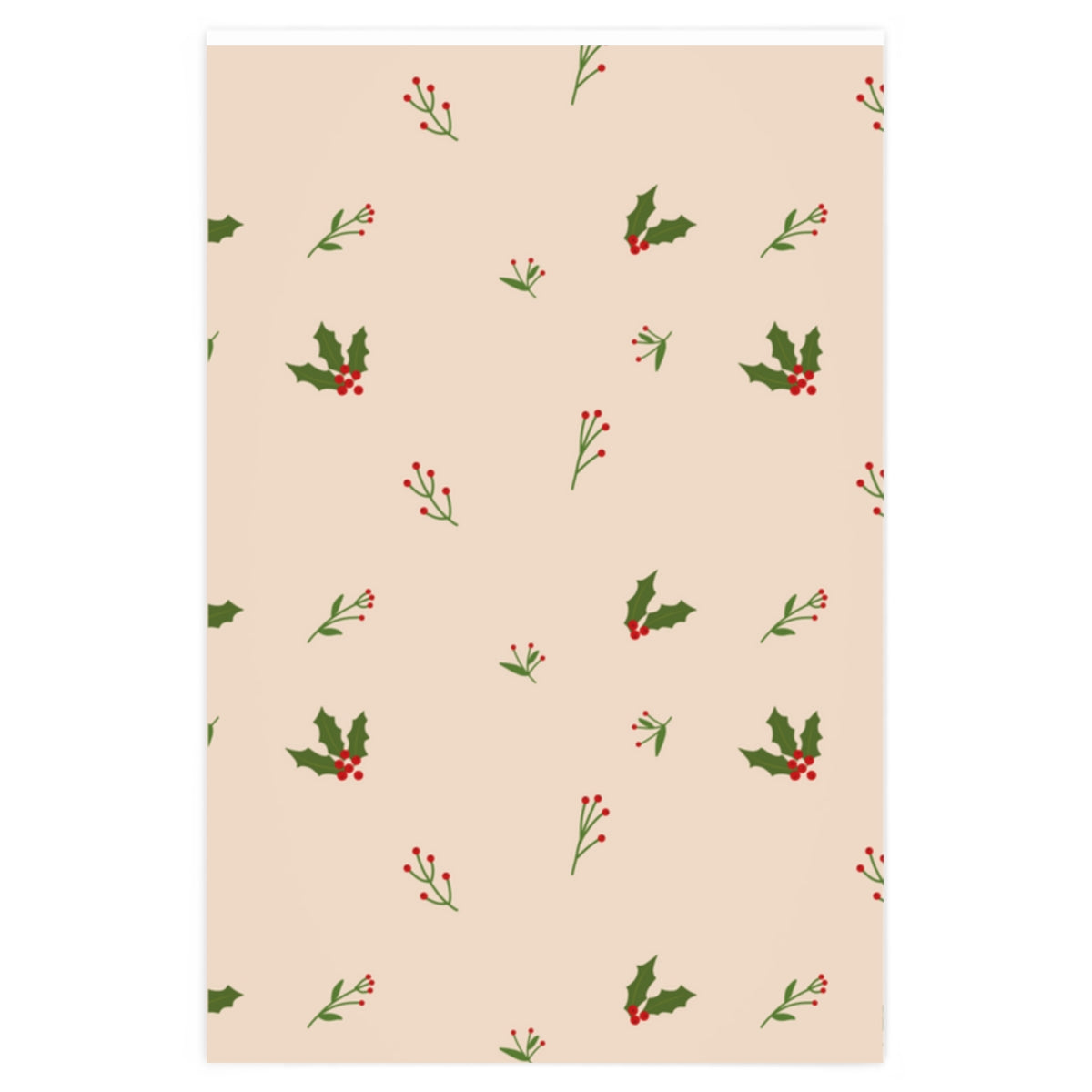 Meraki Paper - Beige Holiday Wrapping Paper - Holly - 24x36