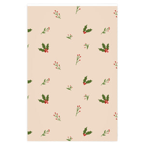 Meraki Paper - Beige Holiday Wrapping Paper - Holly - 24x36