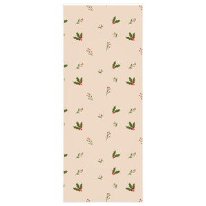 Meraki Paper - Beige Holiday Wrapping Paper - Holly - 24x60