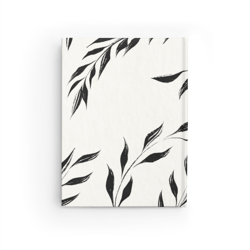 Meraki Paper - Black &amp; White Windy Leaves Blank Journal - Back View