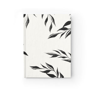 Meraki Paper - Black & White Windy Leaves Blank Journal - Front View
