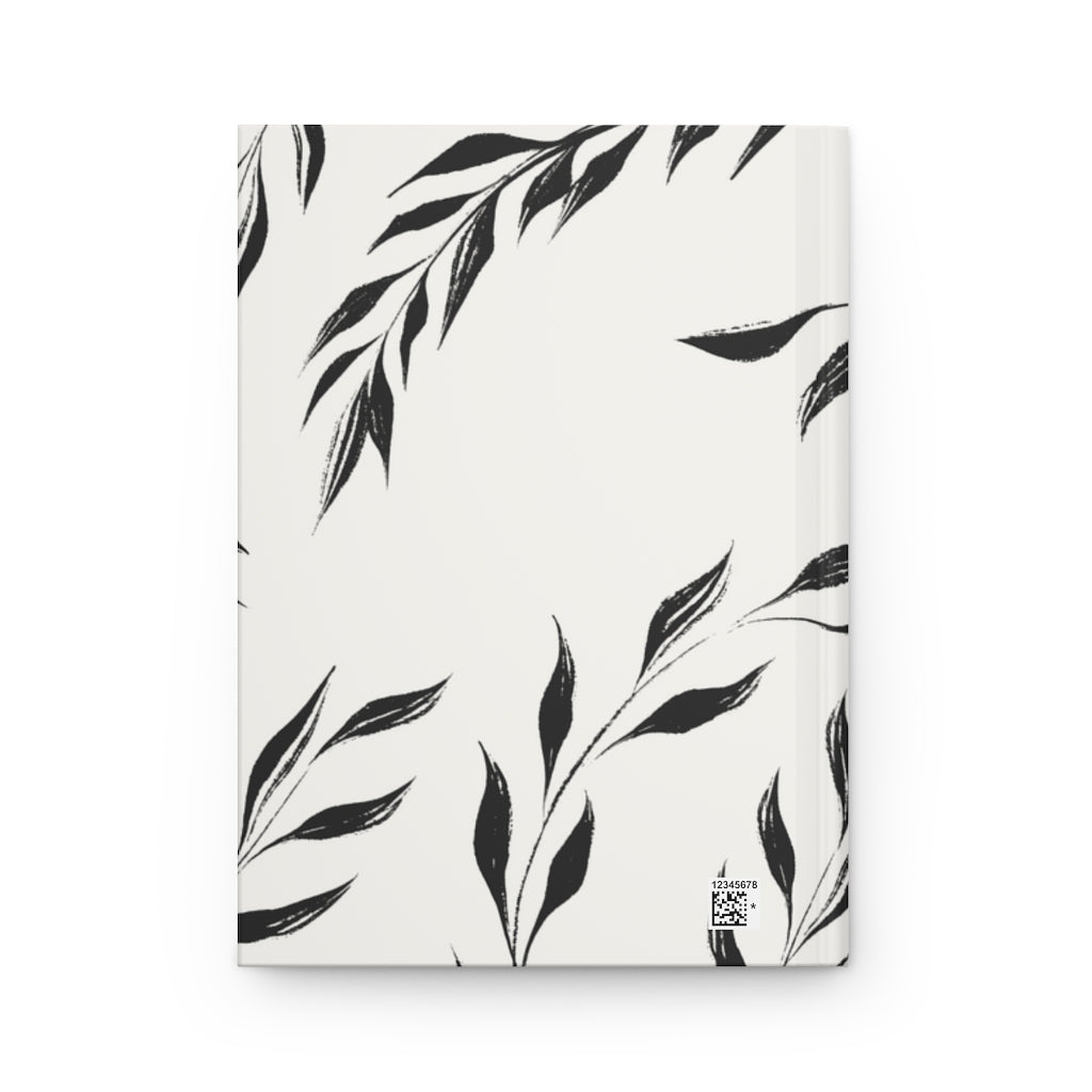 Meraki Paper - Black &amp; White Windy Leaves Hardcover Journal - Back View
