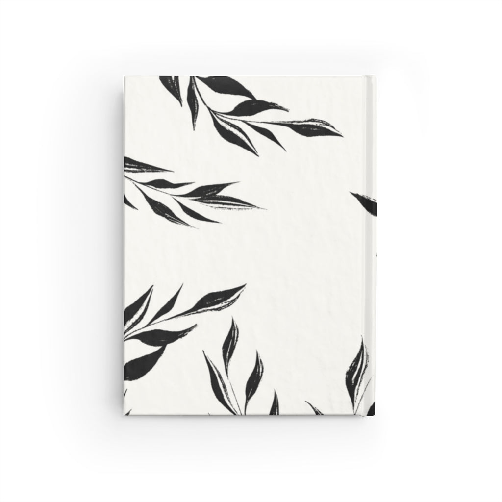 Meraki Paper - Black &amp; White Windy Leaves Ruled Line Hardcover Journal - Back View