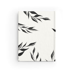 Meraki Paper - Black & White Windy Leaves Ruled Line Hardcover Journal - Back View