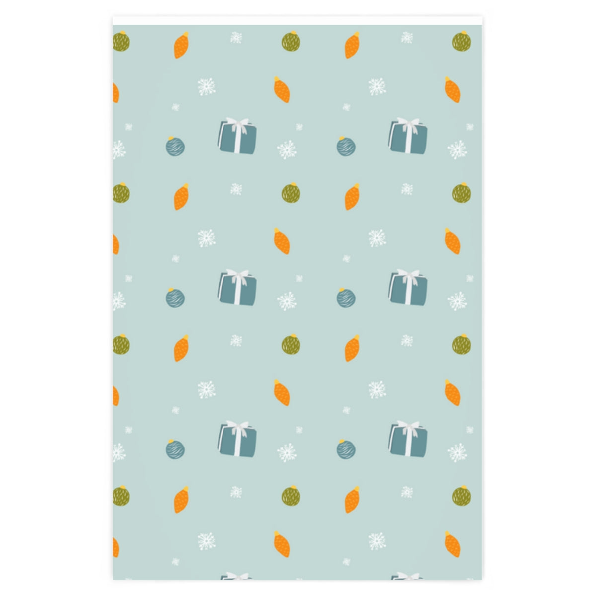 Meraki Paper - Blue-Grey Holiday Wrapping Paper - Presents &amp; Ornaments - 24x36