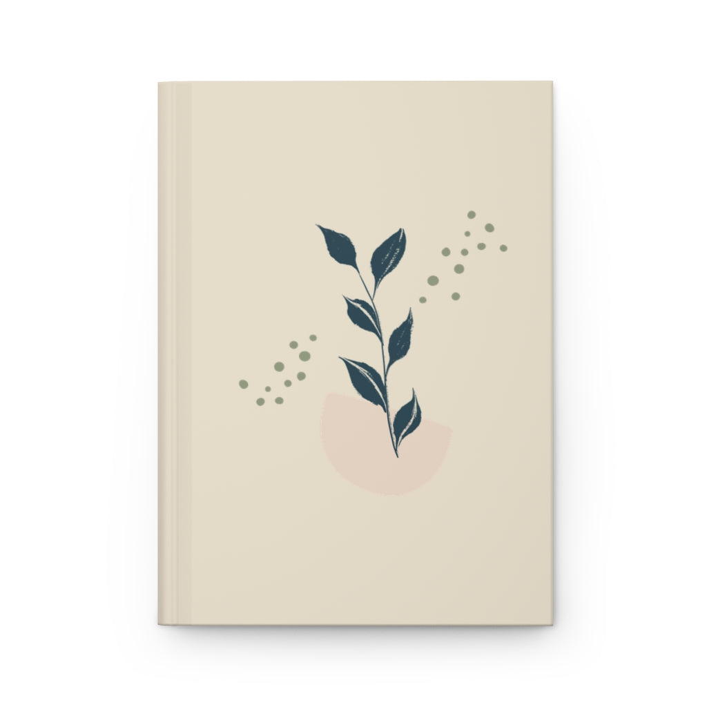 Meraki Paper - Blue Leaves in Ecru Hardcover Journal - Front View