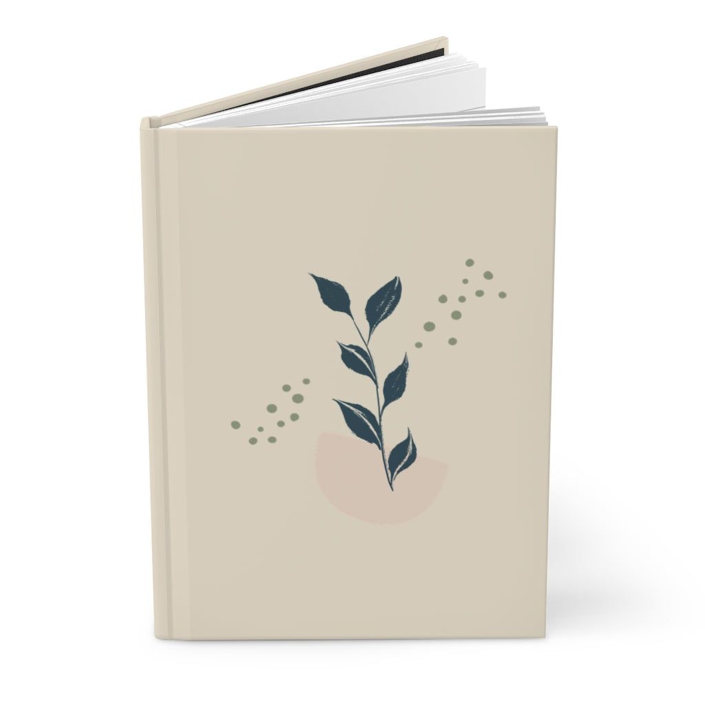 Meraki Paper - Blue Leaves in Ecru Hardcover Journal - Standing Up