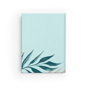 Meraki Paper - Bright Teal Palms Windy Leaves Ruled Line Hardcover Journal - Back View