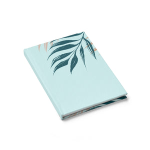 Meraki Paper - Bright Teal Palms Windy Leaves Ruled Line Hardcover Journal - Laid Flat