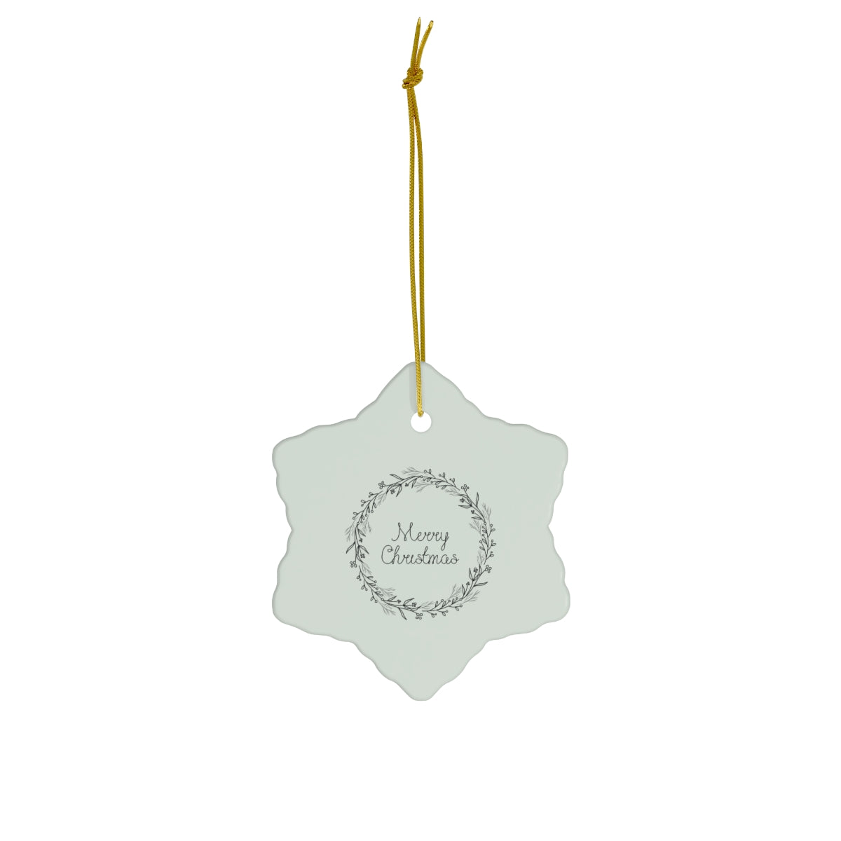 Meraki Paper - Ceramic Holiday Ornament - Black Wreath - Snowflake - Front View