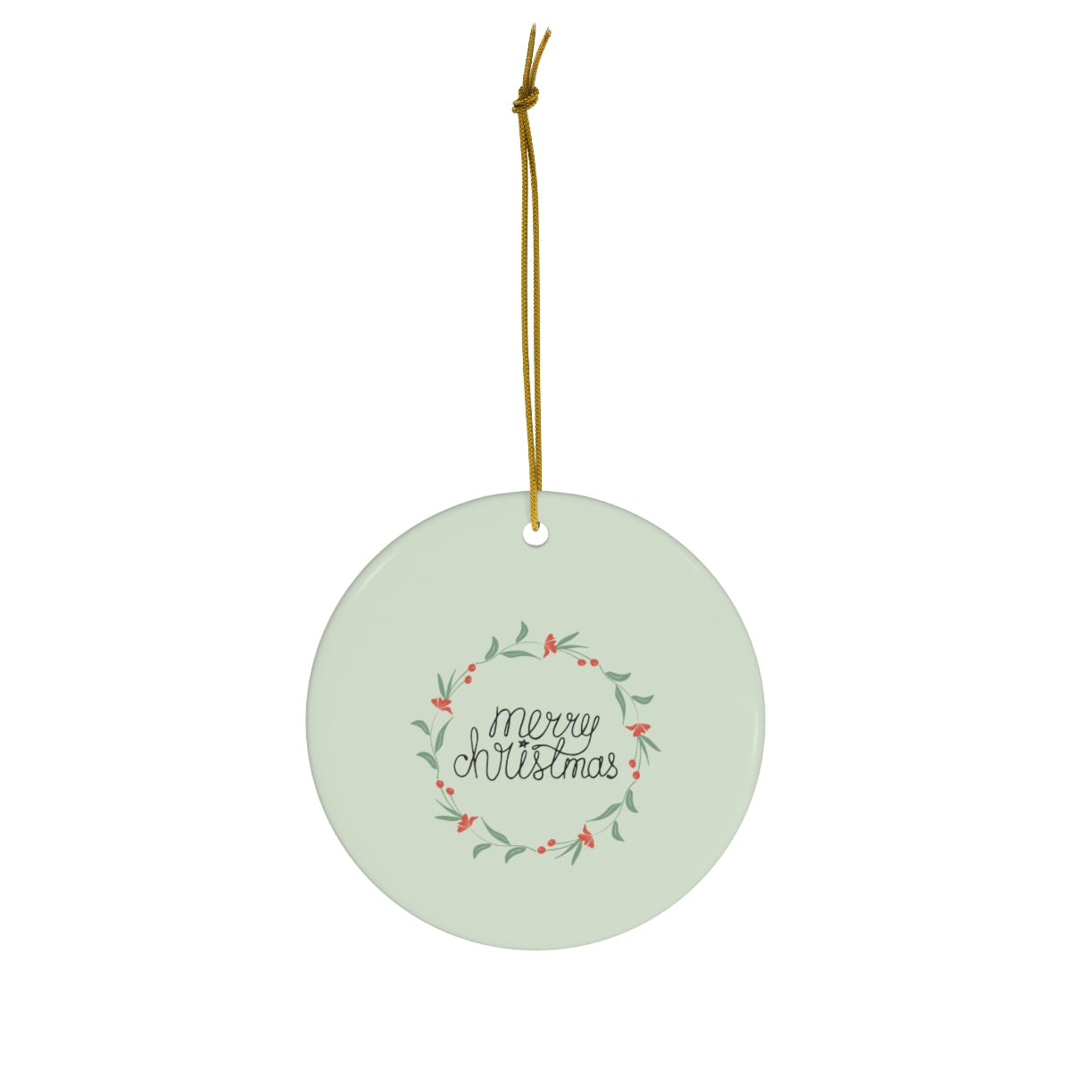 Meraki Paper - Ceramic Holiday Ornament - Colorful Wreath - Circle - Front View