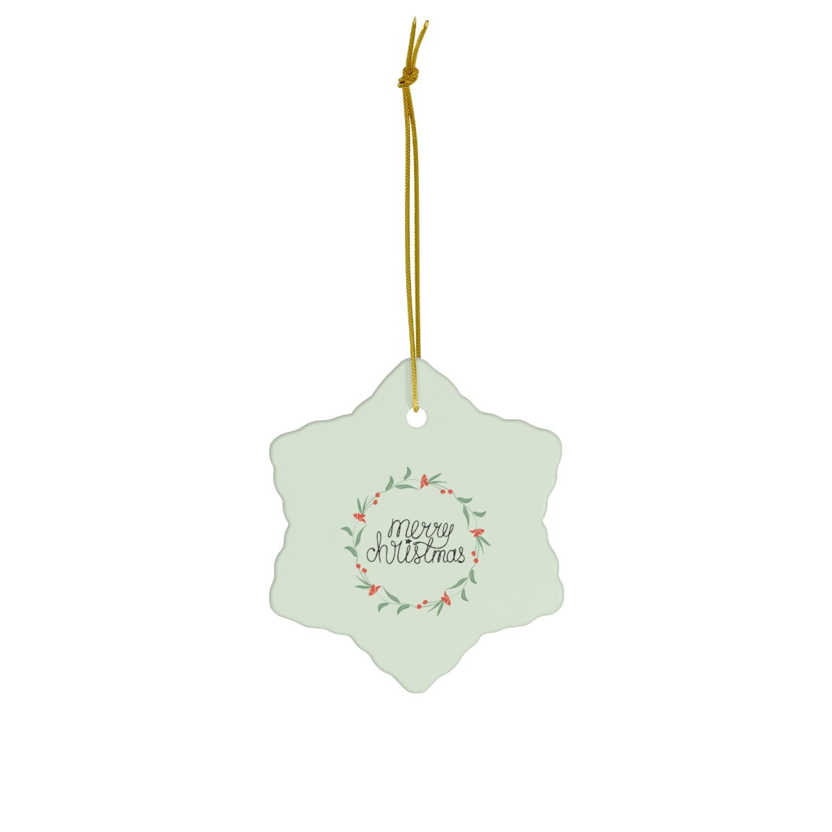 Meraki Paper - Ceramic Holiday Ornament - Colorful Wreath - Snowflake - Front View