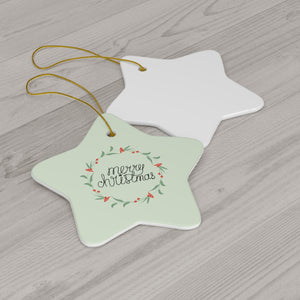 Meraki Paper - Ceramic Holiday Ornament - Colorful Wreath - Star - Back View