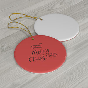 Meraki Paper - Ceramic Holiday Ornament - Merry Christmas - Circle - Back View