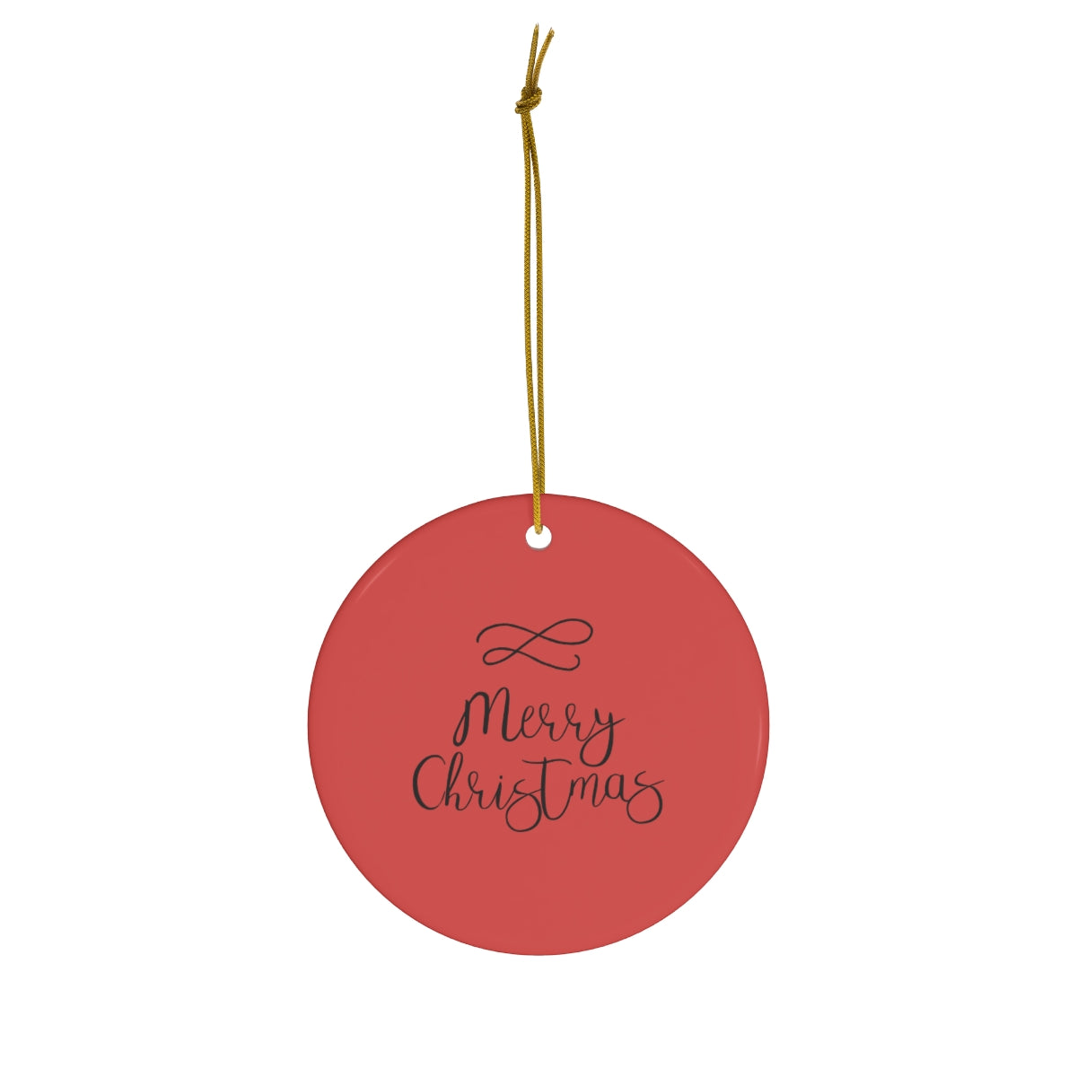Meraki Paper - Ceramic Holiday Ornament - Merry Christmas - Circle - Front View
