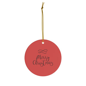 Meraki Paper - Ceramic Holiday Ornament - Merry Christmas - Circle - Front View