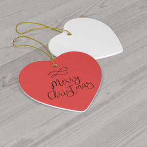 Meraki Paper - Ceramic Holiday Ornament - Merry Christmas - Heart - Back View