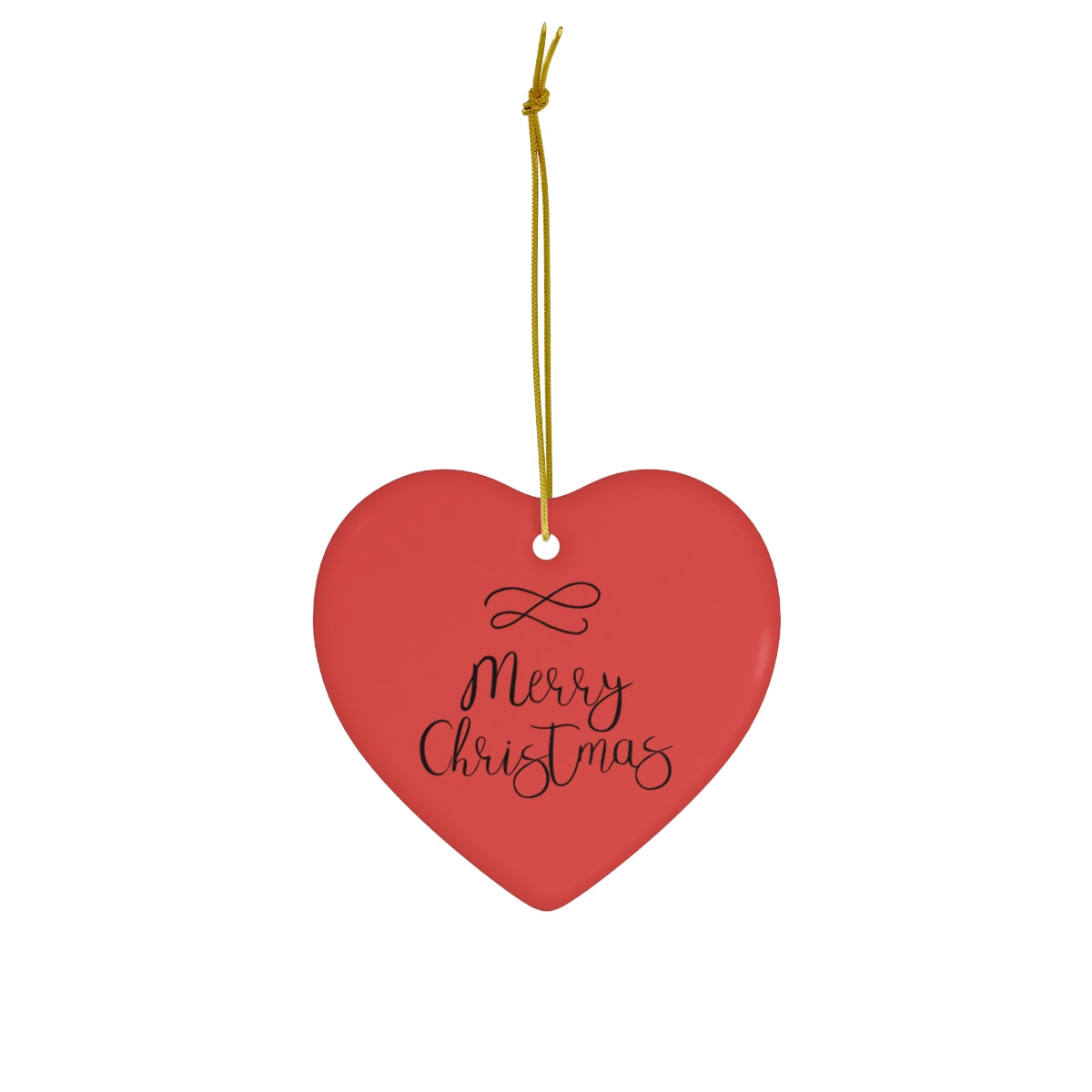 Meraki Paper - Ceramic Holiday Ornament - Merry Christmas - Heart - Front View