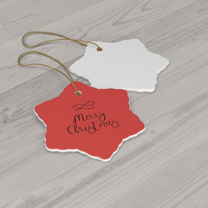 Meraki Paper - Ceramic Holiday Ornament - Merry Christmas - Snowflake - Back View