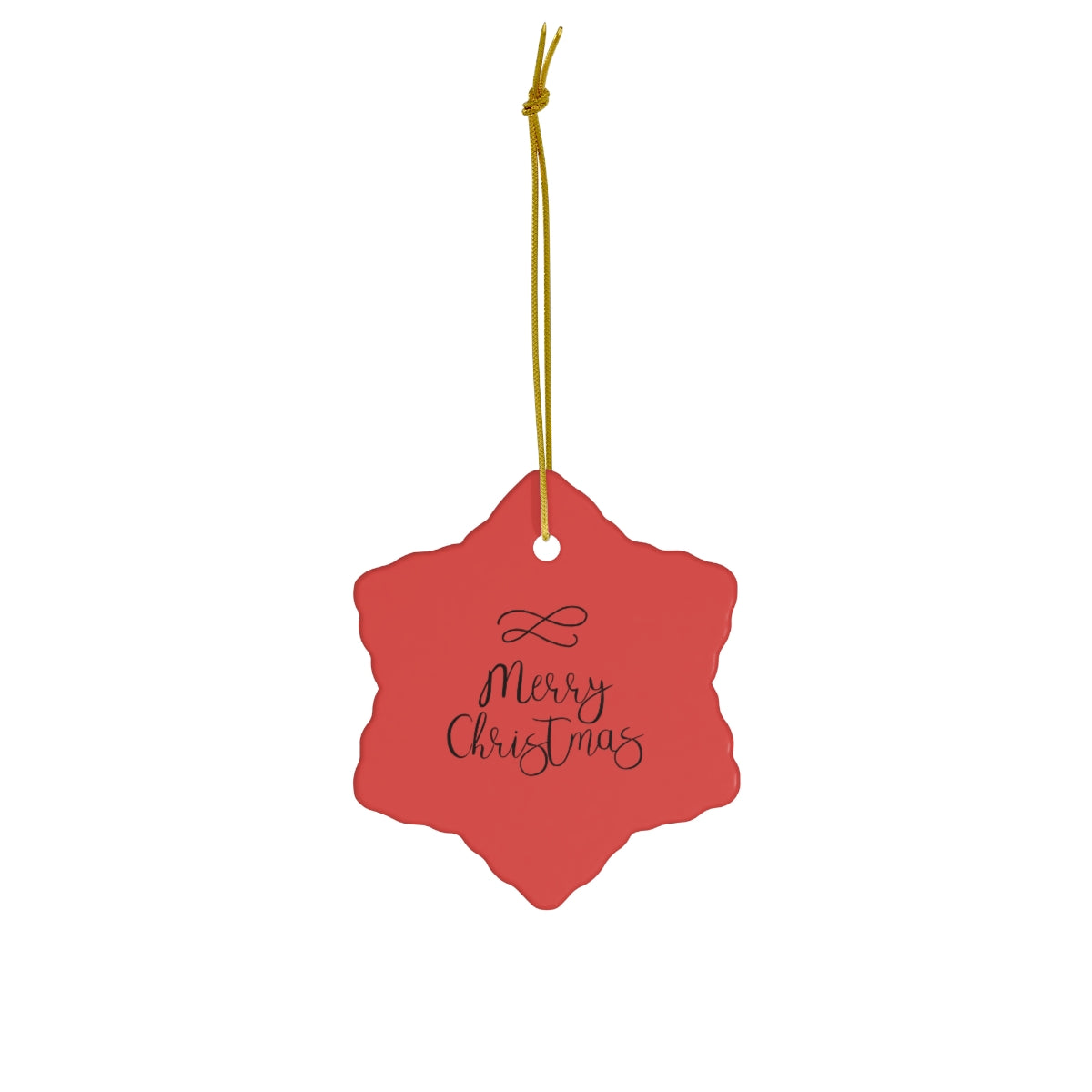 Meraki Paper - Ceramic Holiday Ornament - Merry Christmas - Snowflake - Front View