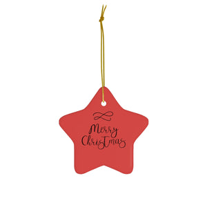 Meraki Paper - Ceramic Holiday Ornament - Merry Christmas - Star - Front View