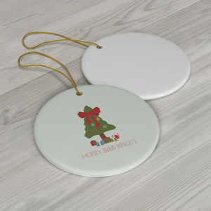 Meraki Paper - Ceramic Holiday Ornament - Merry & Bright - Circle - Back View