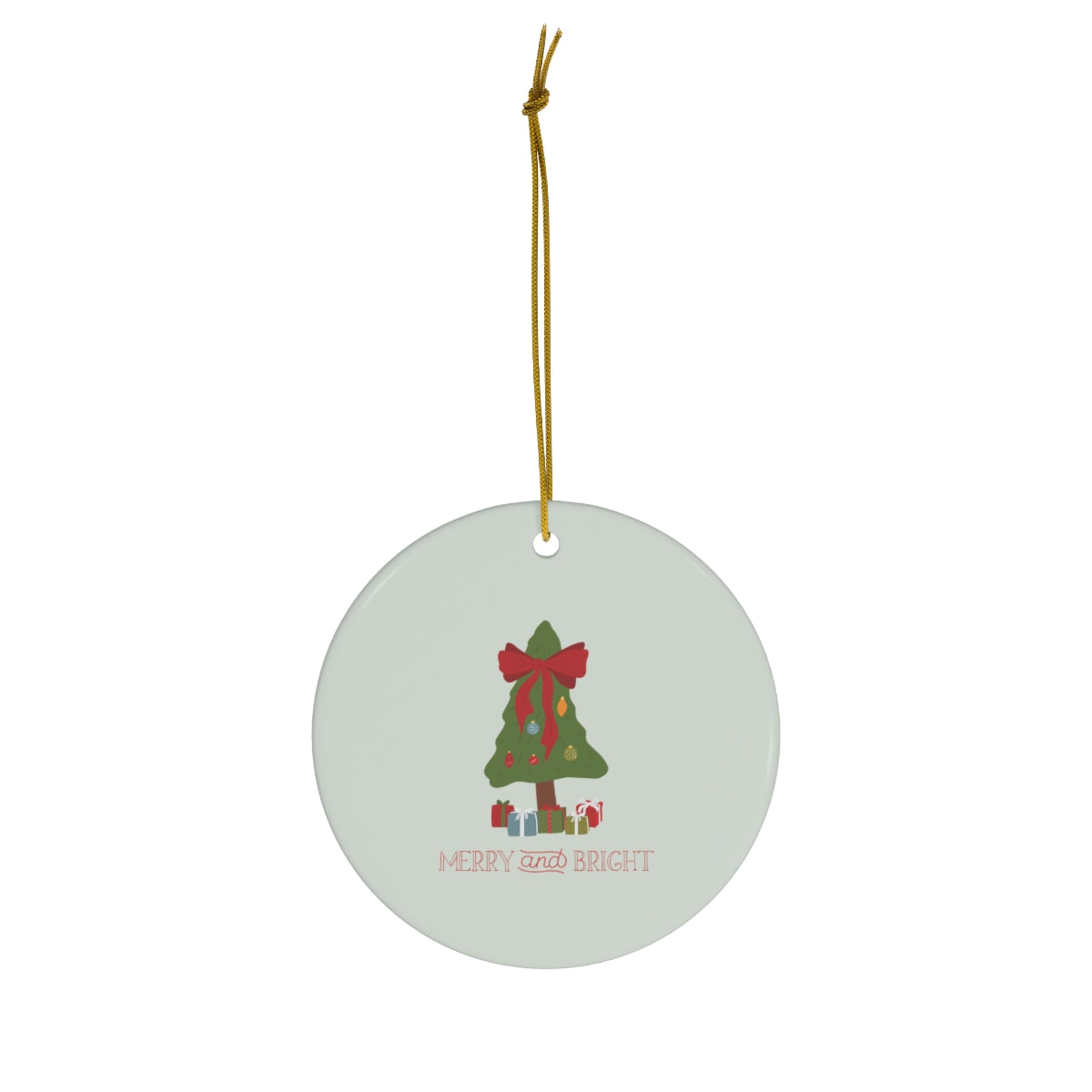 Meraki Paper - Ceramic Holiday Ornament - Merry &amp; Bright - Circle - Front View