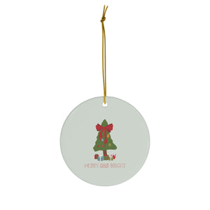 Meraki Paper - Ceramic Holiday Ornament - Merry & Bright - Circle - Front View